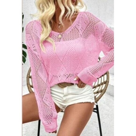 Chic Simple Daily Wear Hollow Out Sweater Pullover - Picture 4 of 6